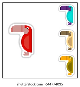 Collection of Vector illustration in paper sticker style Kakadu bird