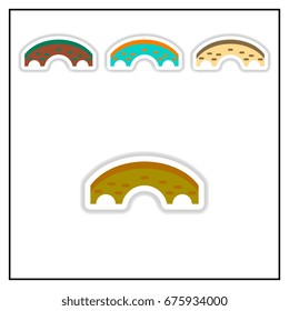 Collection of Vector illustration in paper sticker style brick bridge