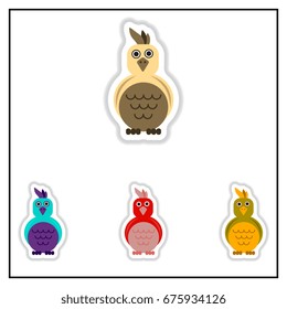 Collection of Vector illustration in paper sticker style parrot Cockatoo