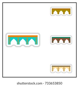 Collection of Vector illustration in paper sticker style Stone arch bridge