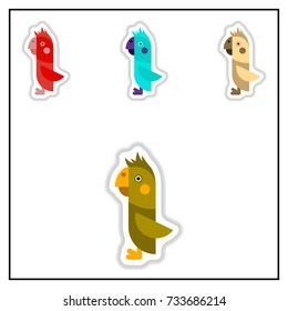 Collection of Vector illustration in paper sticker style parrot Cockatoo