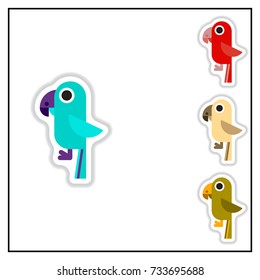 Collection of Vector illustration in paper sticker style baby parrot
