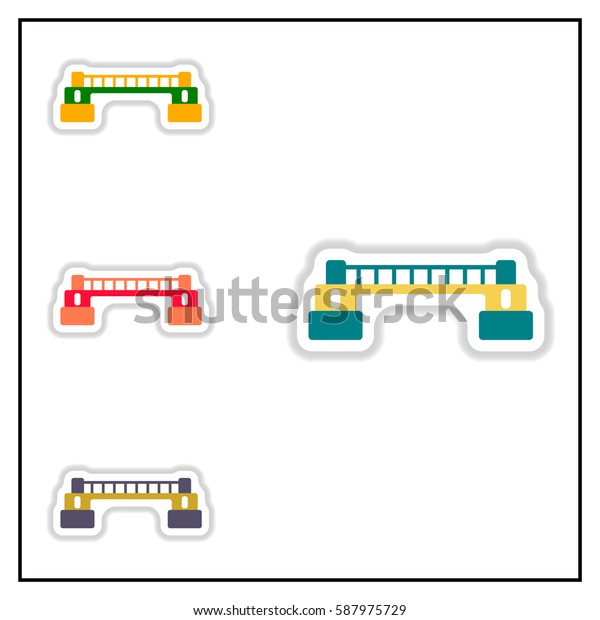 Collection of Vector illustration in paper sticker\
style metal bridge