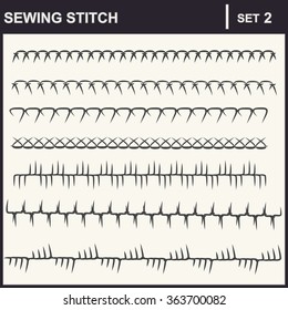 Collection of vector illustration sewing stitch patterns