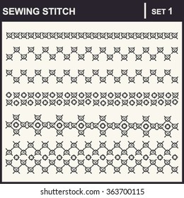 Collection of vector illustration sewing stitch patterns