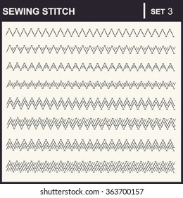 Collection of vector illustration sewing stitch patterns
