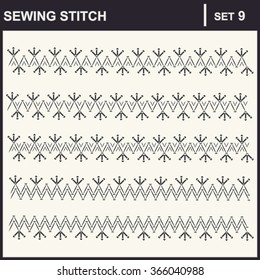 Collection of vector illustration sewing stitch patterns