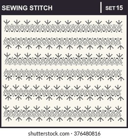 Collection of vector illustration sewing stitch patterns