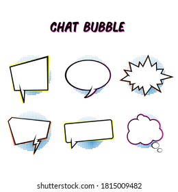 Collection of vector illustrations of blank chat bubble. It is suitable as a design element from comic, picture stories, cartoon, and pop art images.