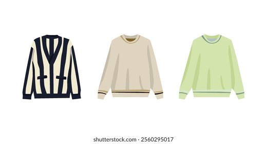 collection of vector illustrations of casual sweaters