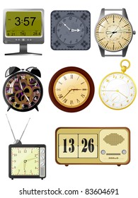 Collection of vector illustrations clock