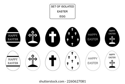 Collection of vector illustrations of Easter eggs. Easter theme.