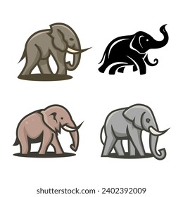 collection of vector illustrations of elephant animals