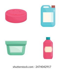 Collection of vector illustrations featuring everyday household items