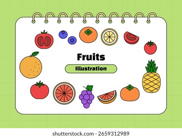 Colección de Ilustraciones vectoriales de frutas.