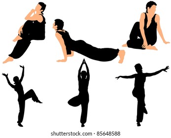 Collection of vector illustrations gymnasts