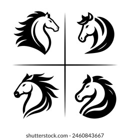 Collection of vector illustrations of horse head logo designs
