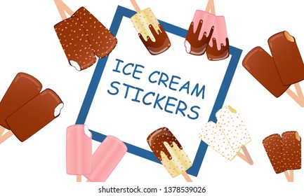Collection of vector illustrations of ice cream. Hello summer, from the heat of salvation. Different types of ice cream.