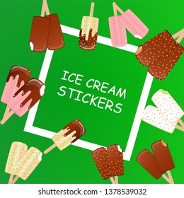 Collection of vector illustrations of ice cream. Hello summer, from the heat of salvation. Different types of ice cream.