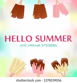 Collection of vector illustrations of ice cream. Hello summer, from the heat of salvation. Different types of ice cream.