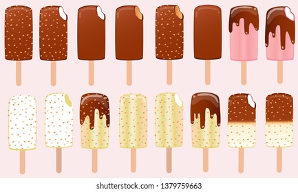 Collection of vector illustrations of ice cream. Hello summer, from the heat of salvation. Different types of ice cream.