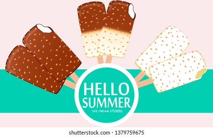 Collection of vector illustrations of ice cream. Hello summer, from the heat of salvation. Different types of ice cream.