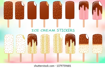 Collection of vector illustrations of ice cream. Hello summer, from the heat of salvation. Different types of ice cream.
