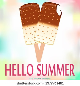 Collection of vector illustrations of ice cream. Hello summer, from the heat of salvation. Different types of ice cream.