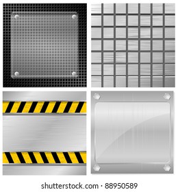 Collection of vector illustrations of metal plates