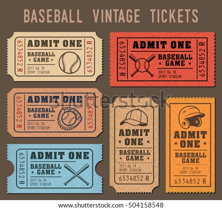 Collection of vector illustrations of raffle tickets of events and games of Baseball