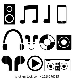 Collection of vector illustrations relating to music/listening to music