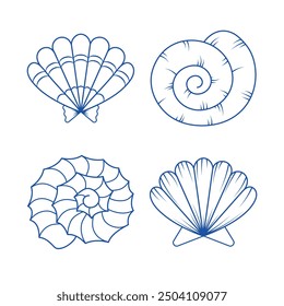 Collection of vector illustrations of shells