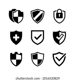 Collection of vector illustrations of shield icons. Suitable for design elements of safety, protection and strength guaranteed. Assorted flat shield icons.