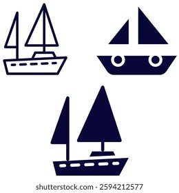 collection of vector illustrations of ships and fishing boats