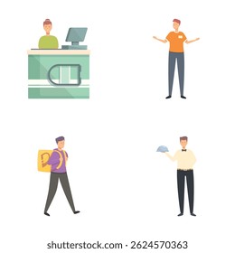 Collection of vector illustrations showing men in various professional roles and uniforms