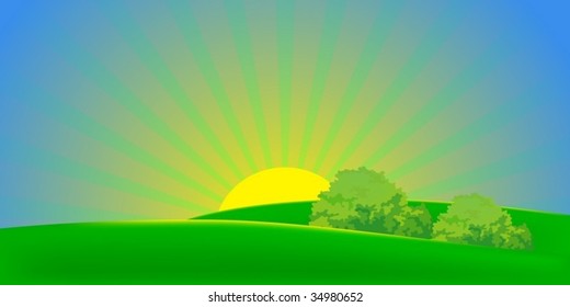 Collection of vector illustrations of summer