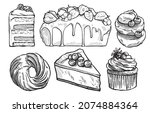 Collection of vector images of handmade cakes and pastries