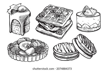 Colección de imágenes vectoriales de pasteles hechos a mano