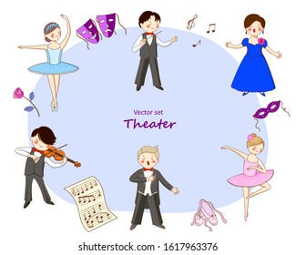 Collection of vector images on the theme of the theater.