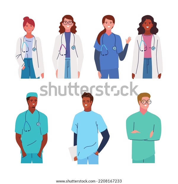 Collection Vector Images People Doctors Nurses Stock Vector (Royalty ...