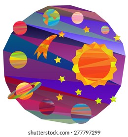 Collection of vector images of planets in the solar system papercut style