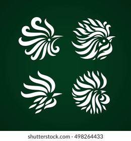 Collection of vector images of rooster icon