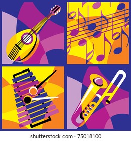 collection of vector images of various musical instruments