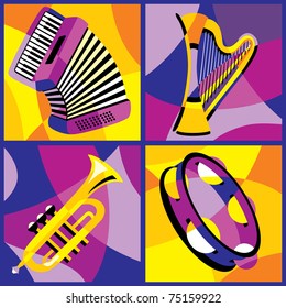 collection of vector images of various musical instruments