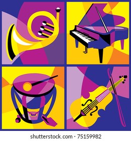 collection of vector images of various musical instruments