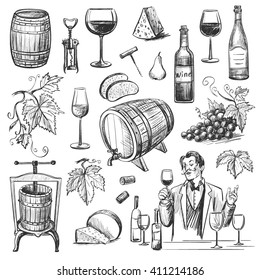 Collection vector images wine