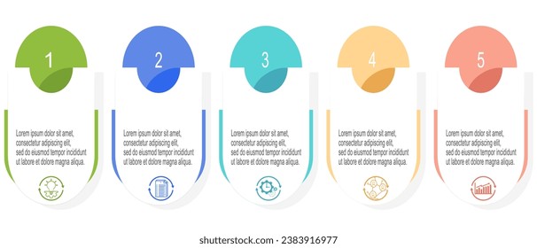 Collection of vector infographic templates for presentations, advertising, layouts, annual reports. 5 options, steps, parts.