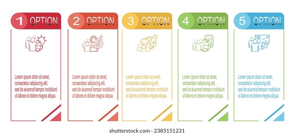 Collection of vector infographic templates for presentations, advertising, layouts, annual reports. 5 options, steps, parts.