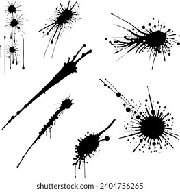 Ilustración vectorial de la propagación de manchas negras de tinta elegantemente