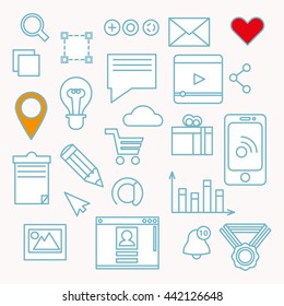 Collection of vector internet icons flat. Design elements for web and mobile applications.